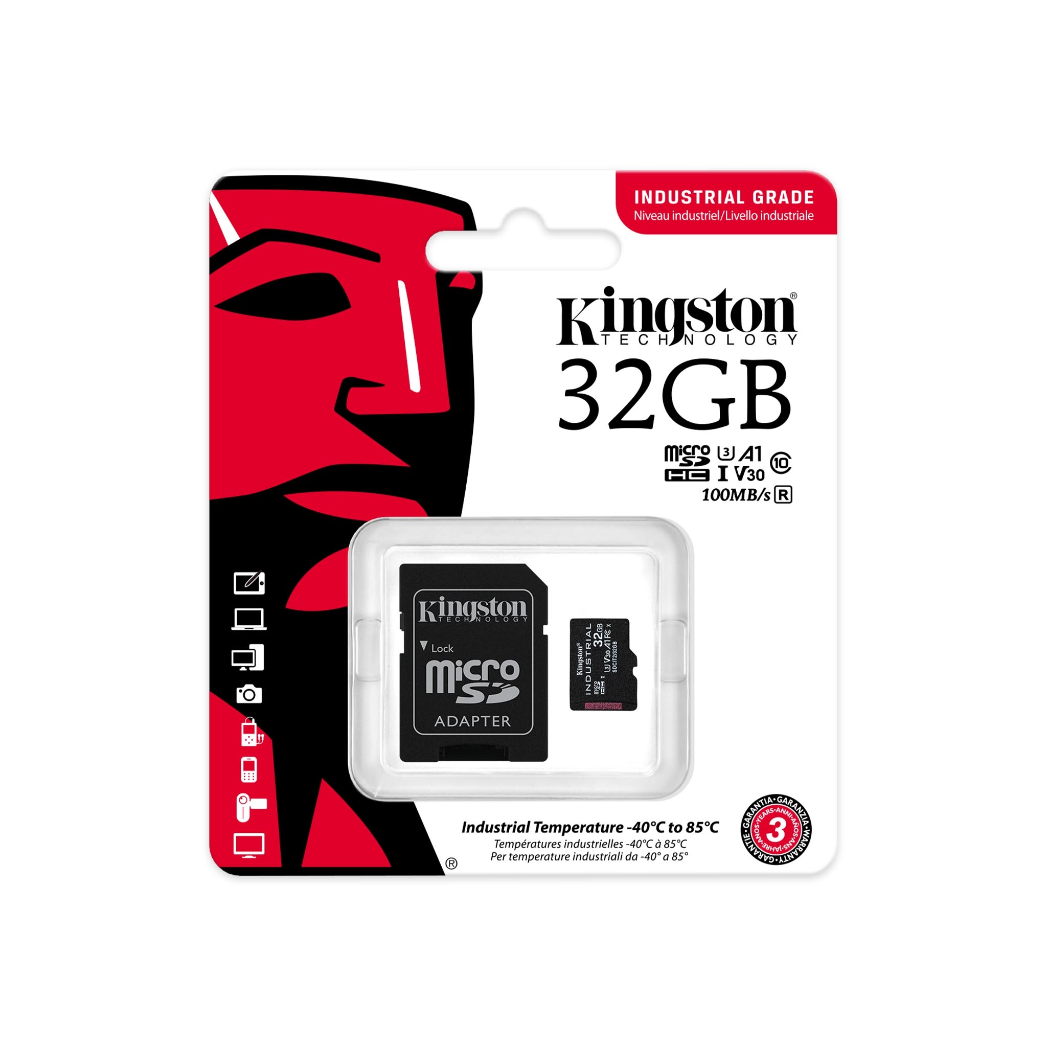 Карта памяти Kingston Industrial microSDHC 32 ГБ [SDCIT2/32GBSP]