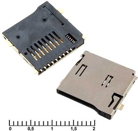 microsd-smd-9pin-ejector, держатель карты памяти 9 контактов MicroSD-SMD-9PIN-EJECTOR, держатель карты памяти 9 контактов