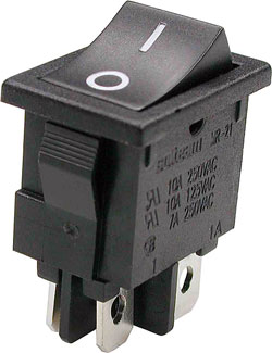 B100R, переключатель 2хON-OFF, черн. (250В 4А), 4 конт.