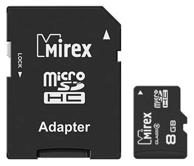 карта памяти microsdhc с адаптером mirex 8gb (class 4) Карта памяти microSDHC с адаптером MIREX 8GB (class 4)